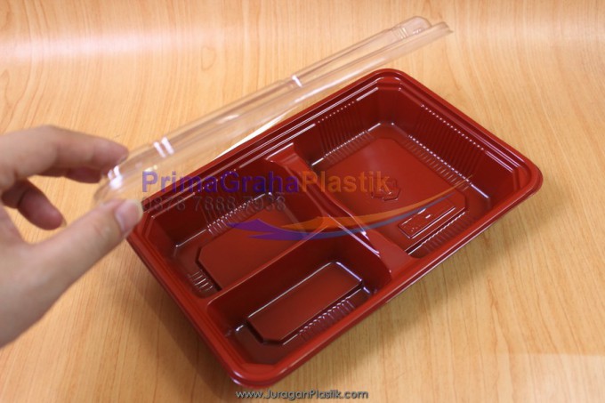 Box Bento 3 & 4 Sekat - Merah Hitam (3)