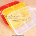 (FIM) Kotak Oven 4 Sekat Microwaveable & Freezer – Merah, Putih, Kuning, Hitam (Stock : Ready)