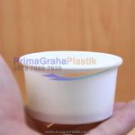 Paper Cup Ice Cream Durian Mini 2 Oz “Termasuk Sendok & Tutup Inject” (Stock : Ready)
